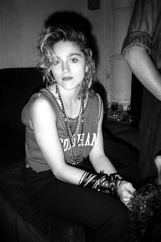 Madonna lors de la soirée Dallas organisée en l'honneur d'Amadeus au Limelight Club, le 12 septembre 1984, à New York.