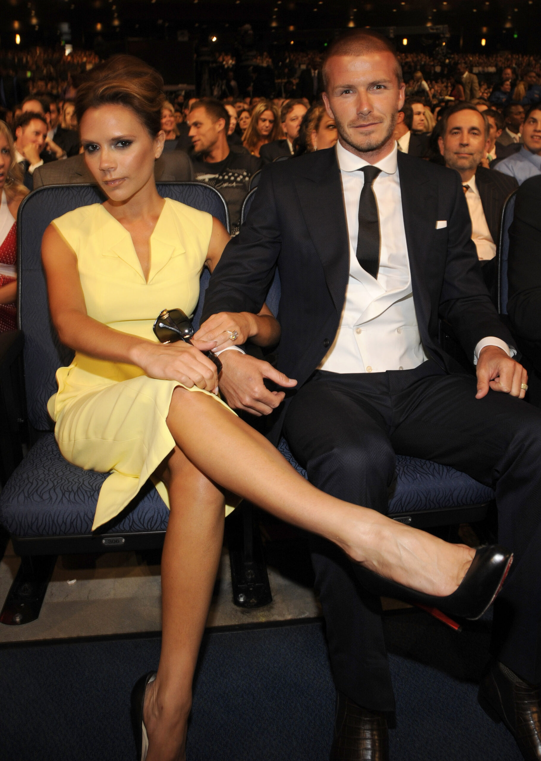David et Victoria Beckham aux ESPY Awards au NOKIA Theatre L.A. LIVE, à Los Angeles, le 16 juillet 2008. Photo by Kevin Mazur/WireImage via Getty Images.