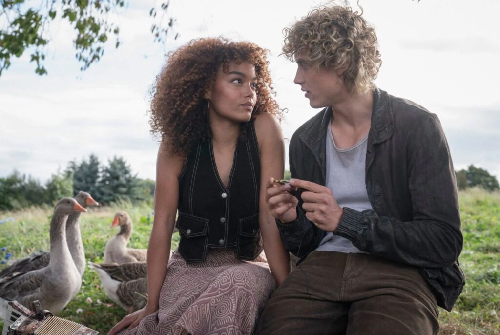 Whitney Peak and Joseph Zada in the film Hunger Games: Sunrise on the Reaping (2026) © Murray Close.