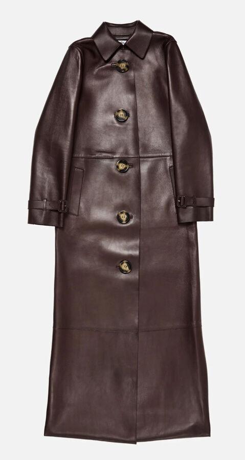 manteau long en cuir à gros boutons acne studios