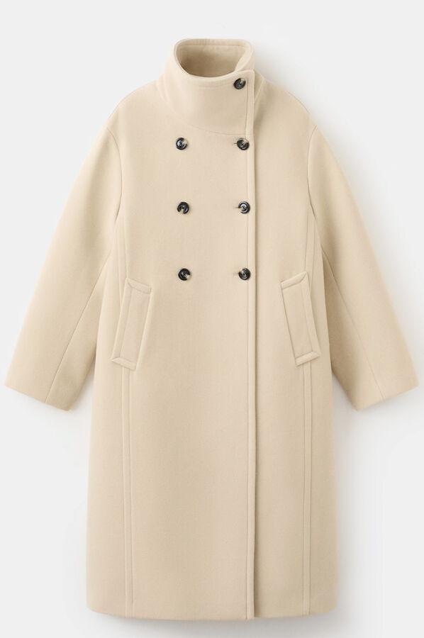 manteau en laine et à col cheminée mango