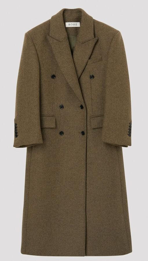 manteau à double boutonnage en laine rohe