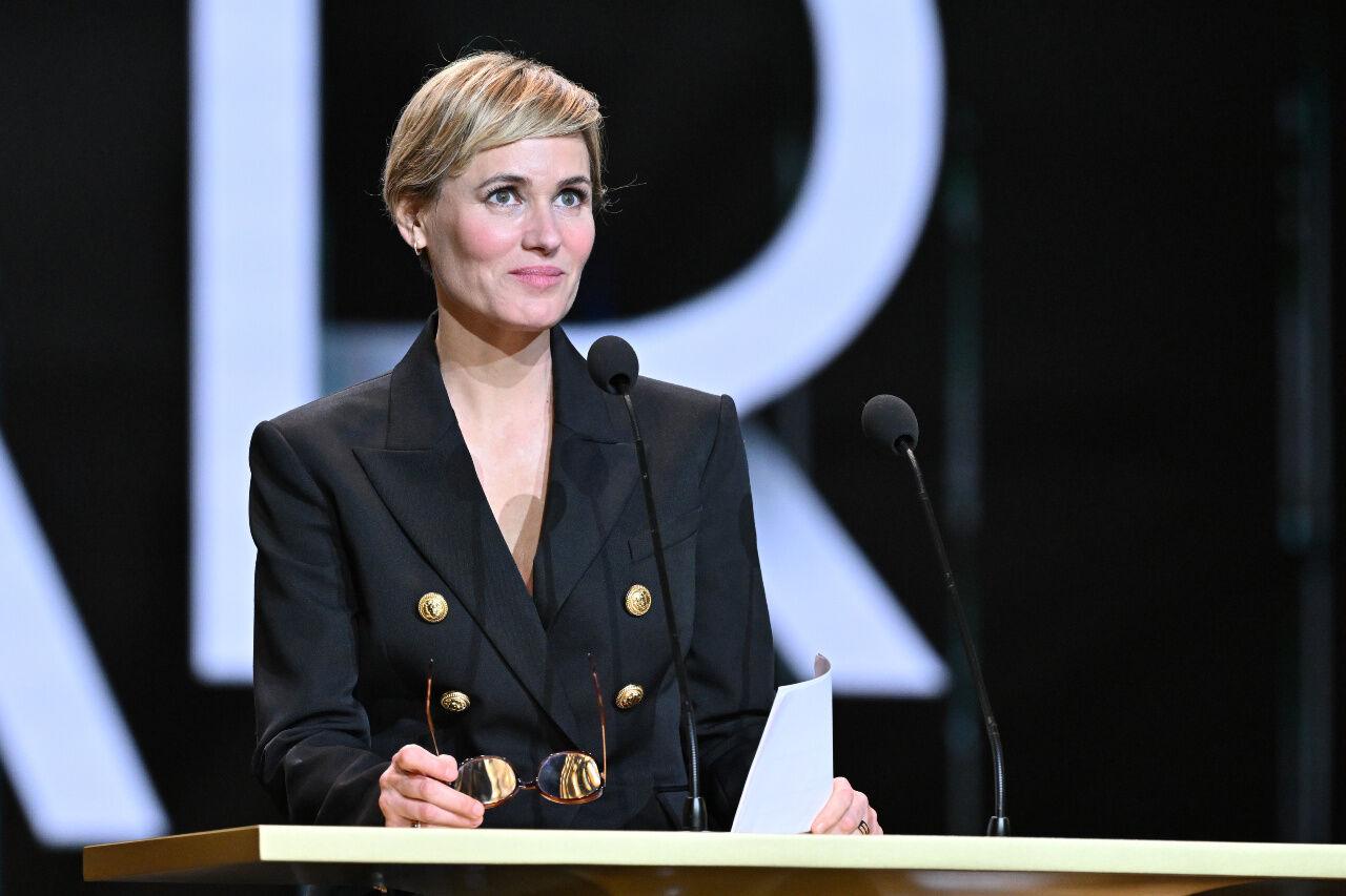 Judith Godrèche aux César à l'Olympia, à Paris, le 23 février 2024. Photo par Stephane Cardinale - Corbis/Corbis via Getty Images.