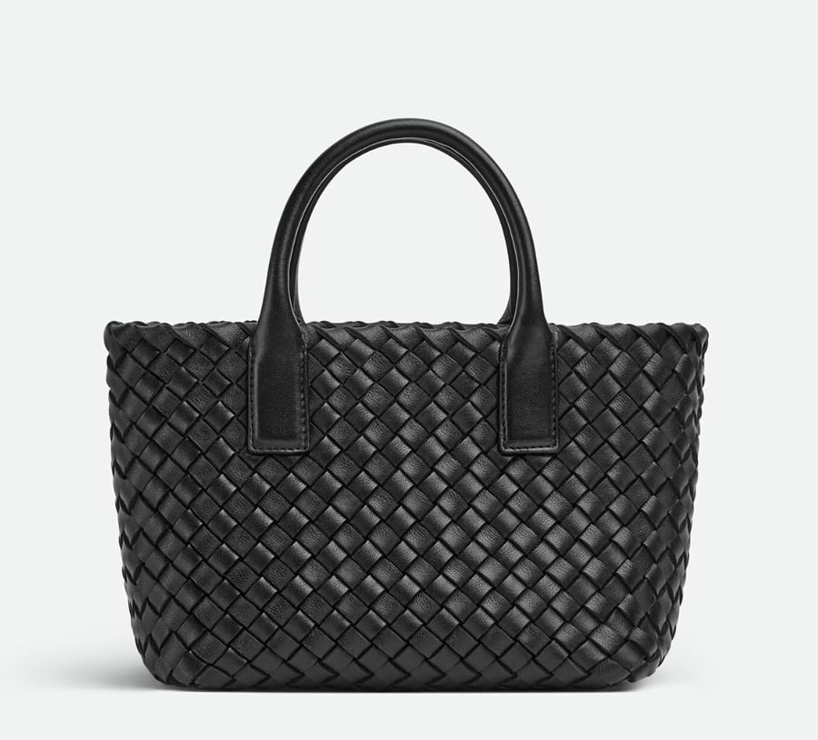 mini cabas bottega veneta en cuir intrecciato 