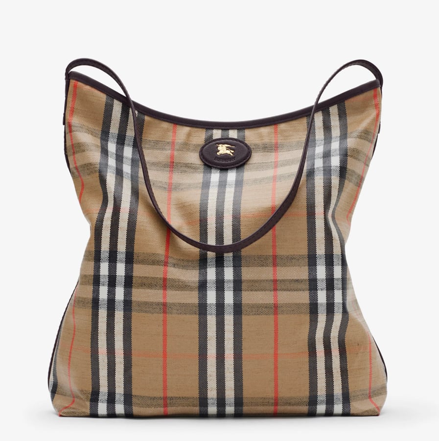 cabas en coton et lin motif Check Burberry