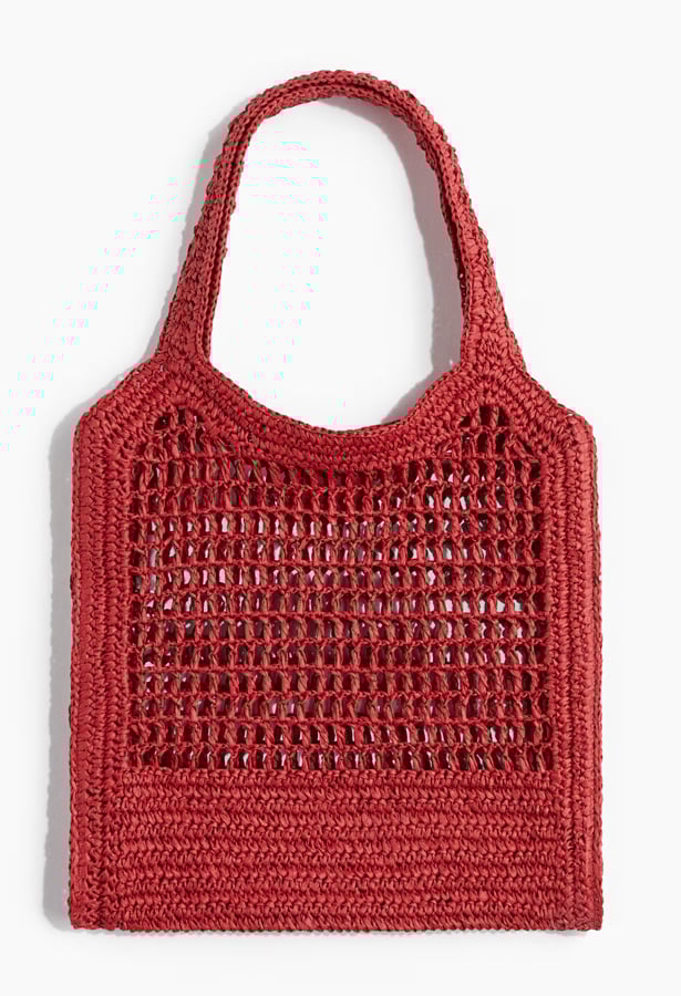 cabas en raphia rouge h&m