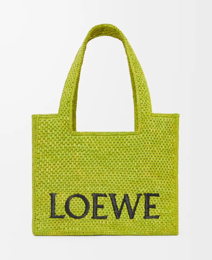 cabas en raphia vert néon loewe