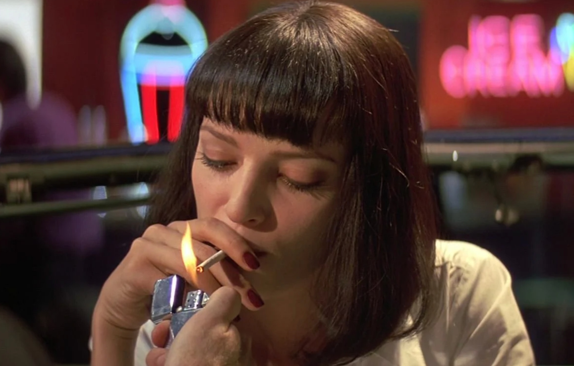Uma Thurman dans le film Pulp Fiction.
