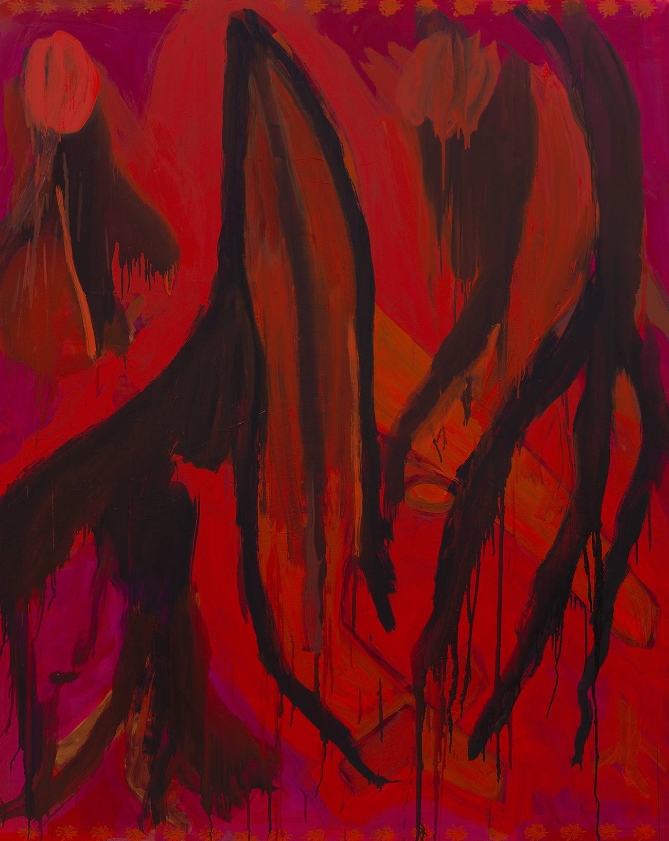 Josh Smith, galerie David Zwirner, Exposition, rouge