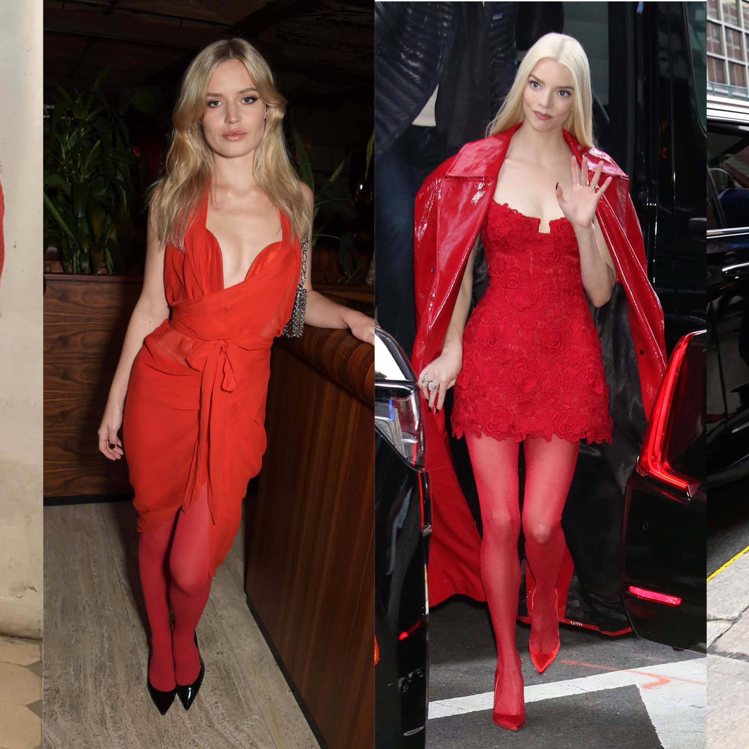 Collants rouge, tendance, Kylie Jenner, fashion week défilés, accessoires