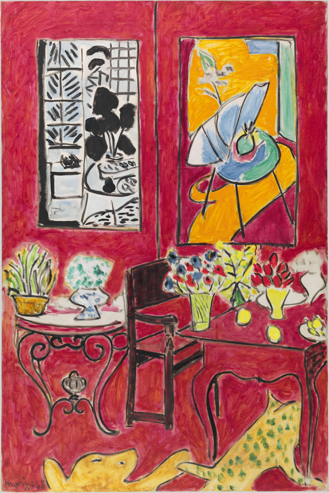 Henri Matisse, "Grand Intérieur rouge" (1948). © Succession H. Matisse 2024. Crédit photographique : © Centre Pompidou, MNAM-CCI, Dist. RMN- Grand Palais / Audrey Laurans.