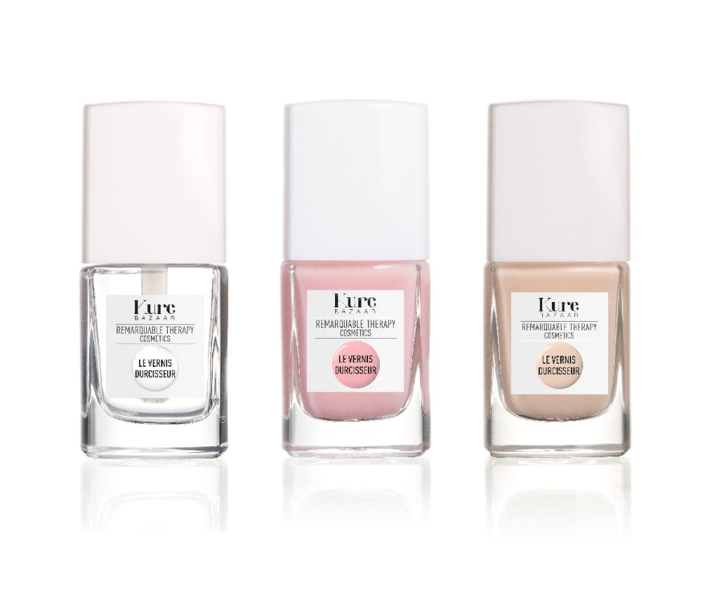 Les Vernis Durcisseurs, nude rosé, nude beige et transparent, Kure Bazaar.