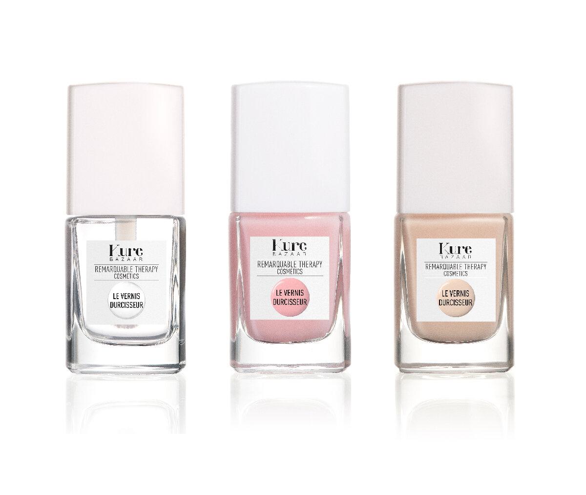 Les Vernis Durcisseurs, nude rosé, nude beige et transparent, Kure Bazaar.
