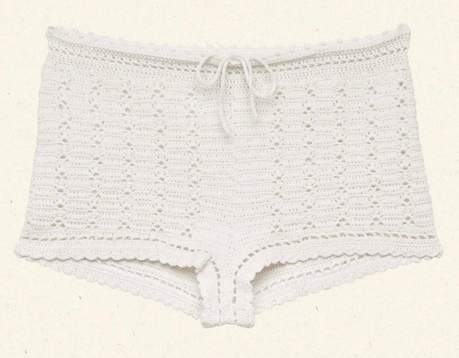 Blanc Doen white crochet micro shorts