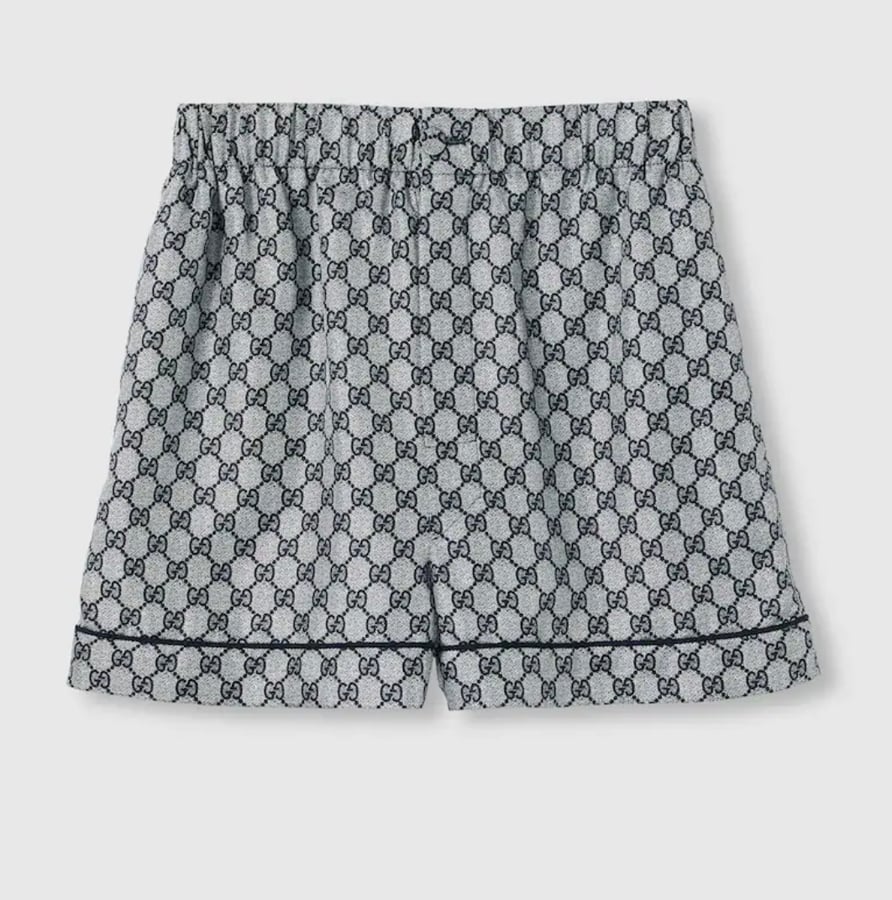 Gucci grey silk shorts with GG prints
