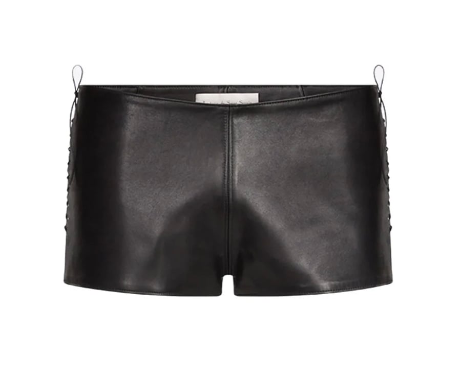 Ludovic de Saint Sernin lace-up, leather micro shorts