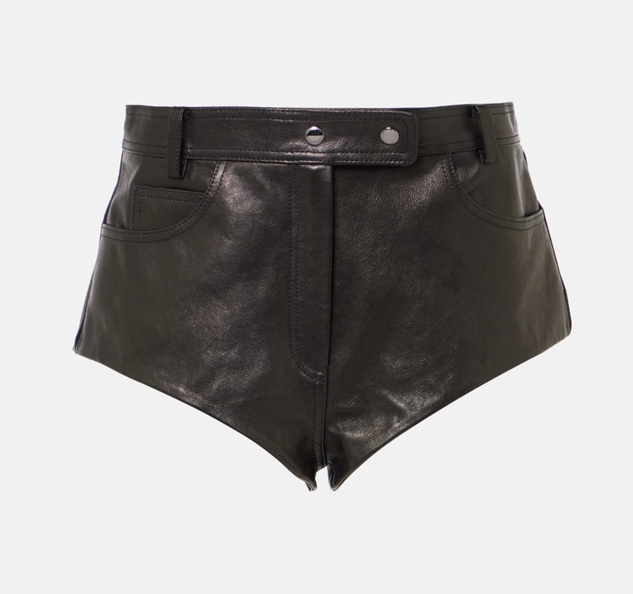 Magda Butrym black leather micro shorts