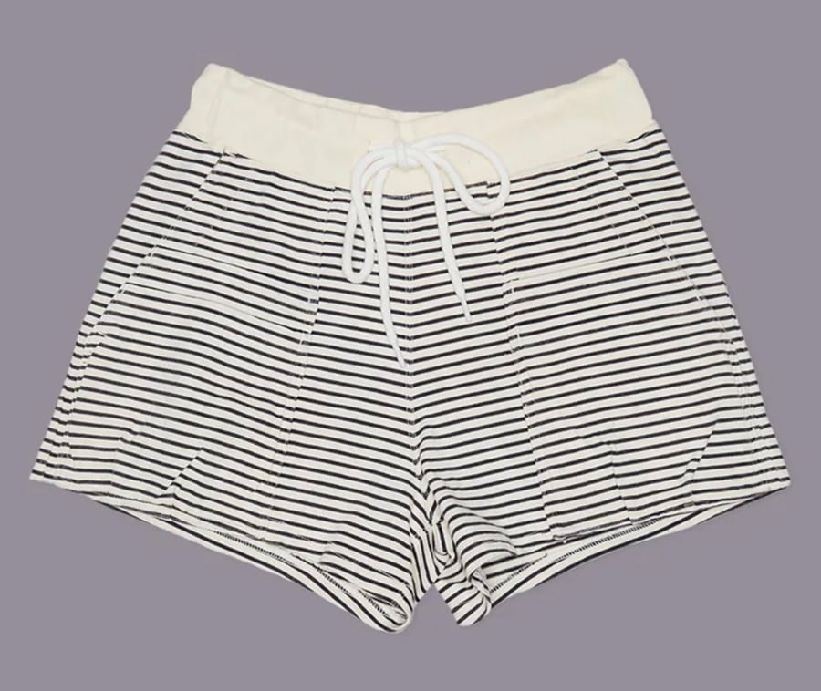 R13 lace-up, stiped cotton shorts.