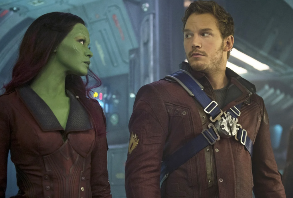 Zoe Saldana et Chris Pratt dans Les Gardiens de la Galaxie (2014) © Copyright Walt Disney.