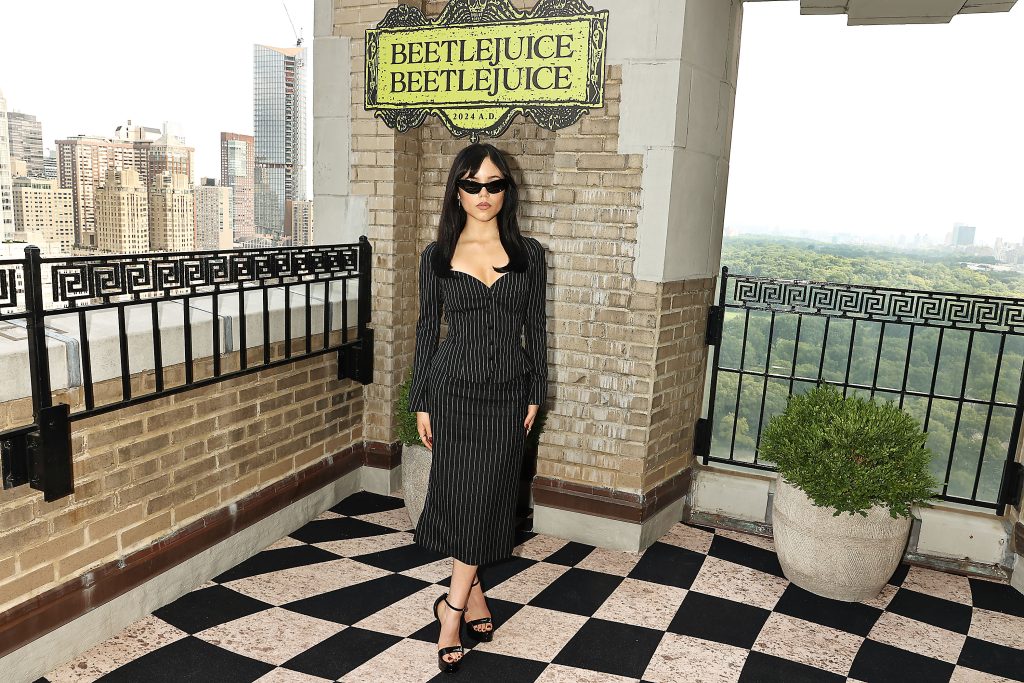 Jenna Ortega in a Dolce & Gabbana skirt suit at the Beetlejuice Beetlejuice movie premiere in New York City on August 17, 2024 © Dave Allocca/StarPix via Warner Bros.