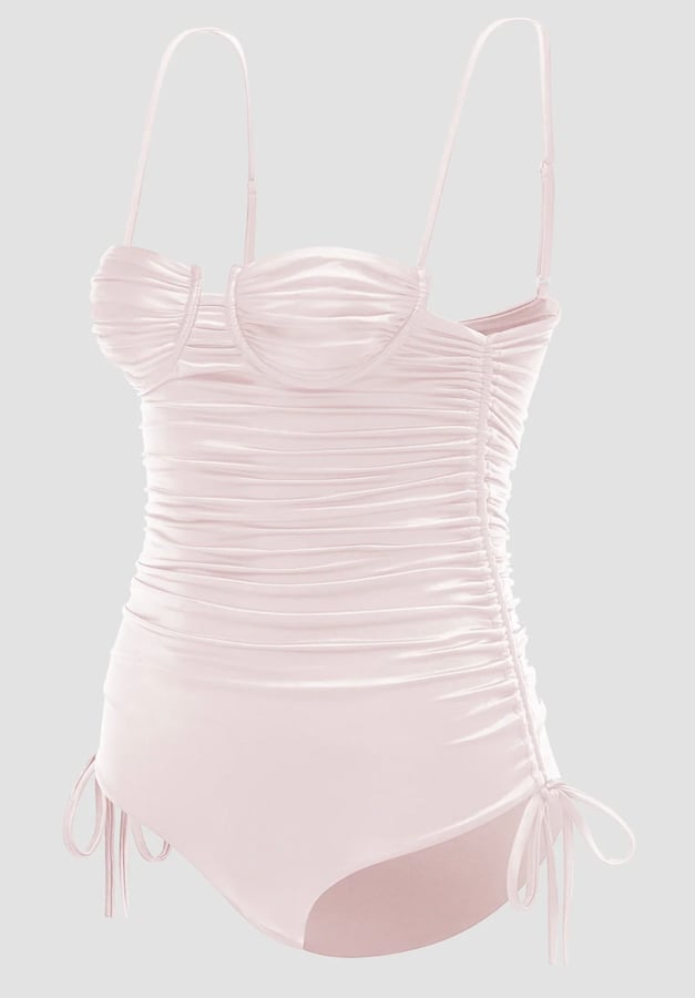 maillot de bain rose satiné à balconnet isa boulder