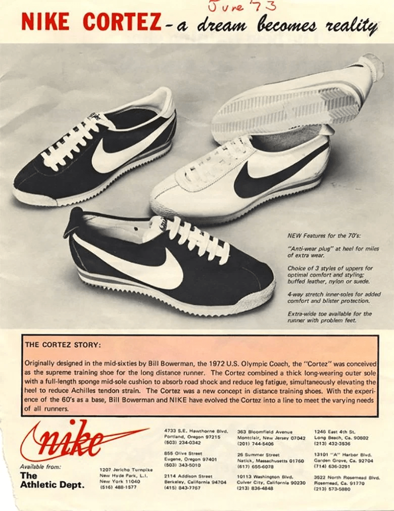 La première Nike Cortez lancée en 1972. © DR.