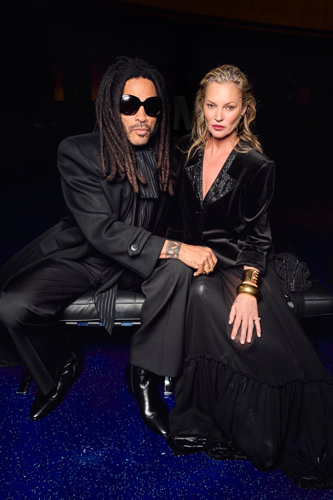 Lenny Kravitz et Kate Moss au défilé Saint Laurent printemps-été 2025 © Saskia Lawaks.