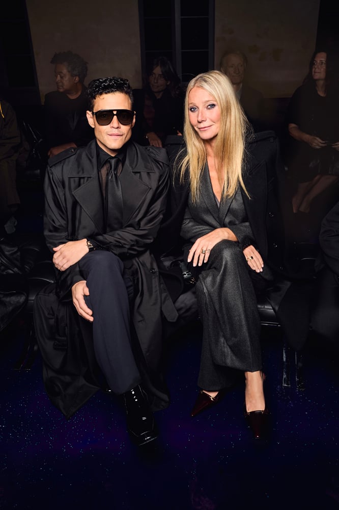 Rami Malek et Gwyneth Paltrow au défilé Saint Laurent printemps-été 2025 © Saskia Lawaks.