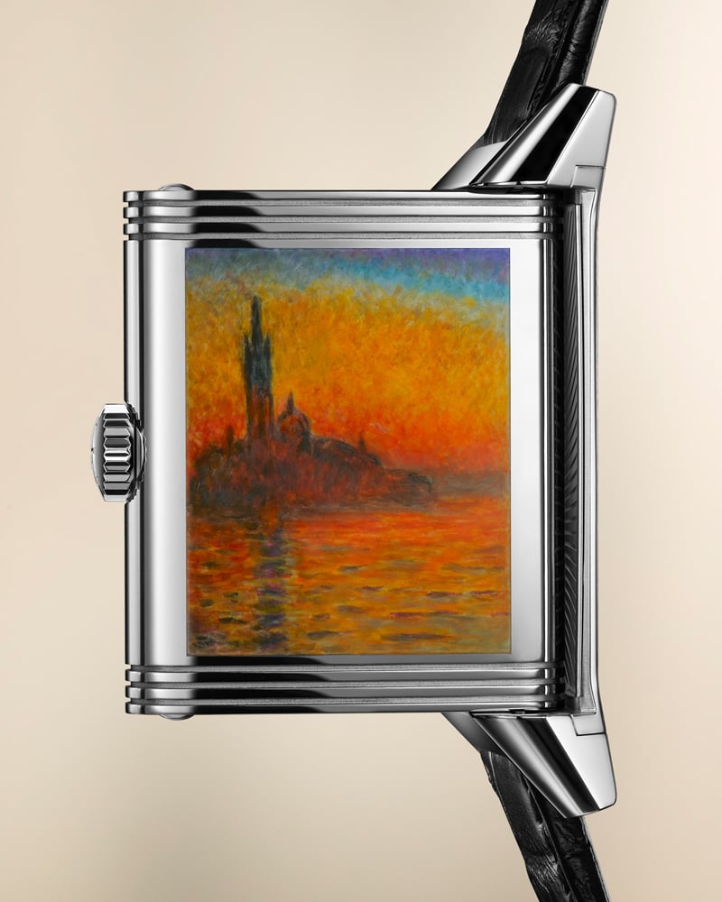 L’édition limitée des modèles Reverso Tribute Enamel en hommage aux séries “Venise” du peintre Claude Monet.