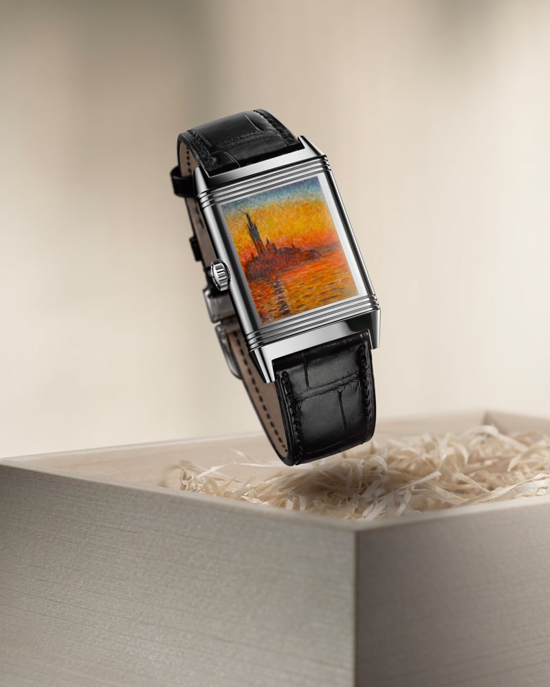 L’édition limitée des modèles Reverso Tribute Enamel en hommage aux séries “Venise” du peintre Claude Monet.