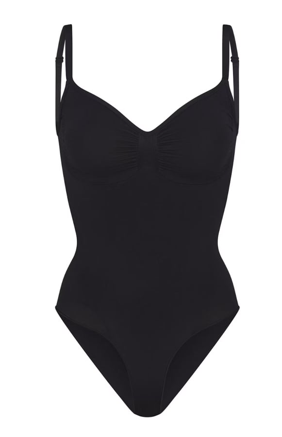 body noir à col v skims 