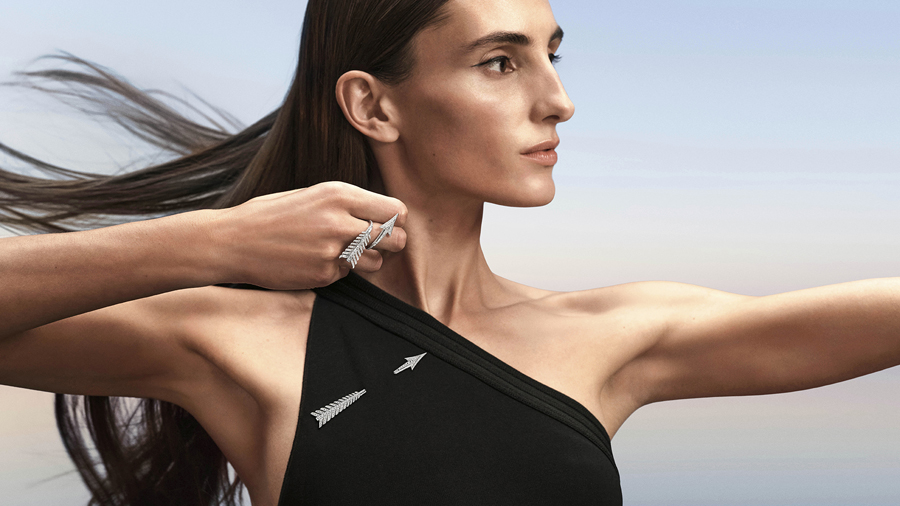 broche et bague en diamants flèches boucheron