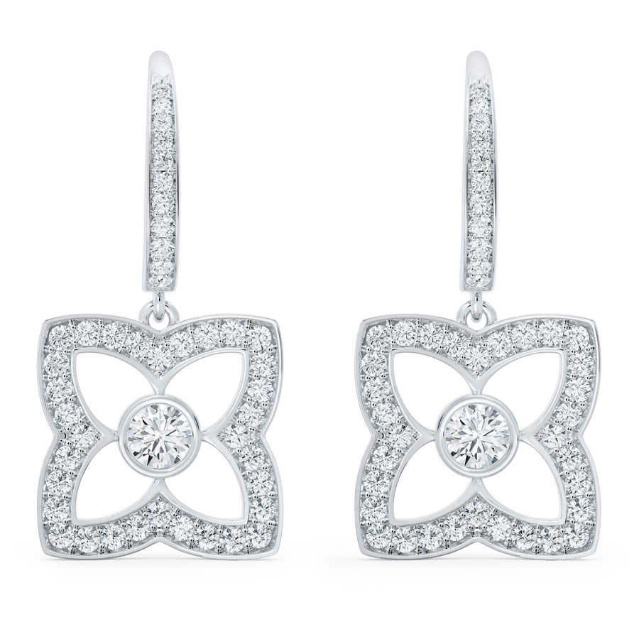 boucles d'oreilles lotus en diamants de beers