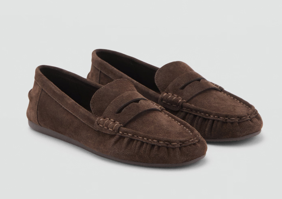 mocassins en daim marron mango 