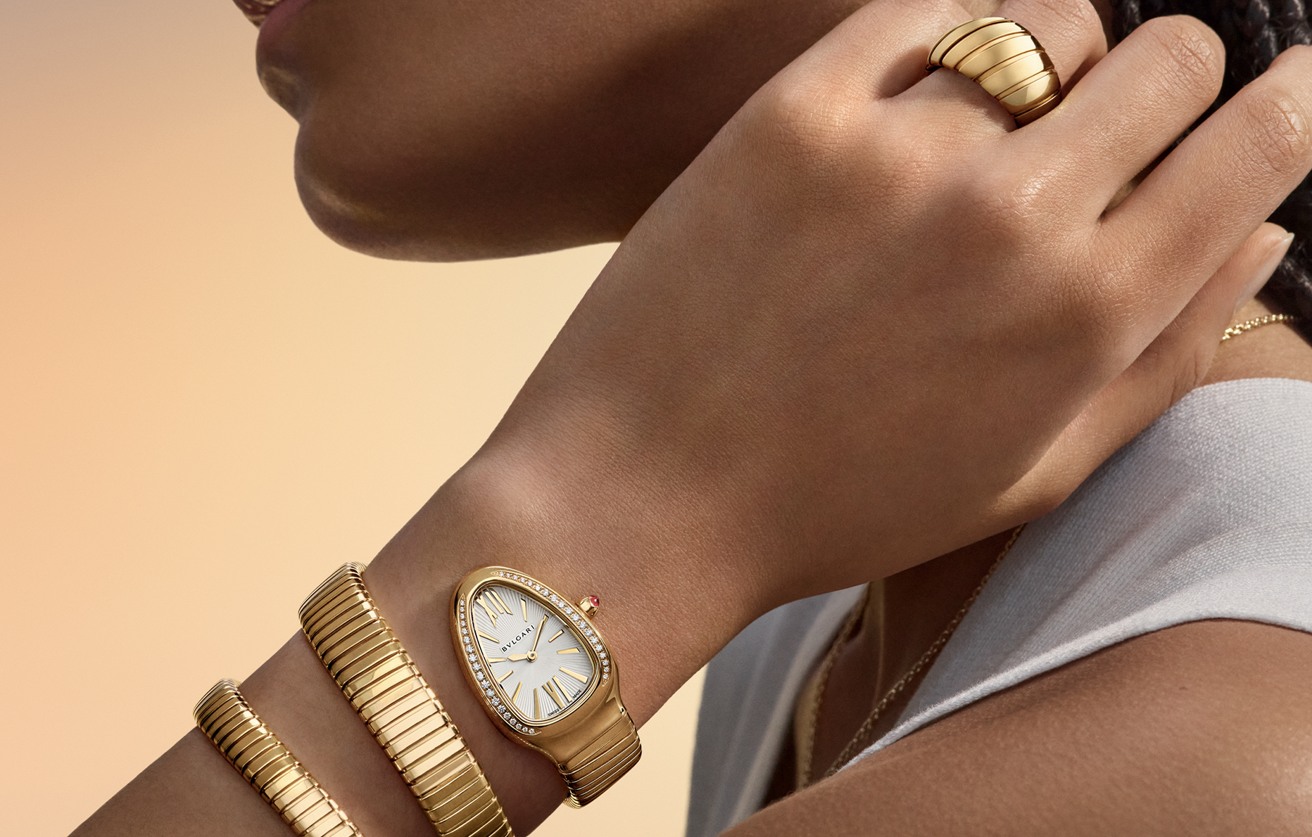 joaillerie en or et diamants bulgari tubogas