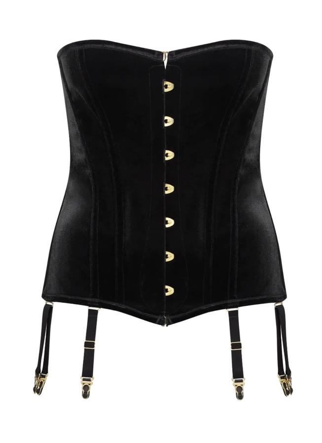 corset en velours à porte jaretelles tendance printemps-été 2026 maison close