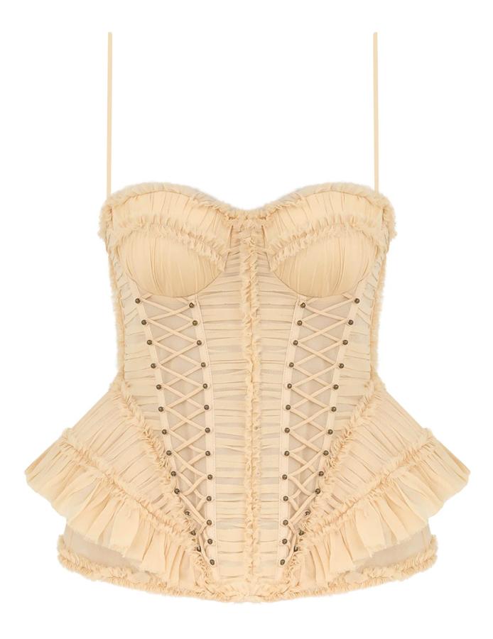 corset lacé en soie tendance printemps-été 2026 zimmermann