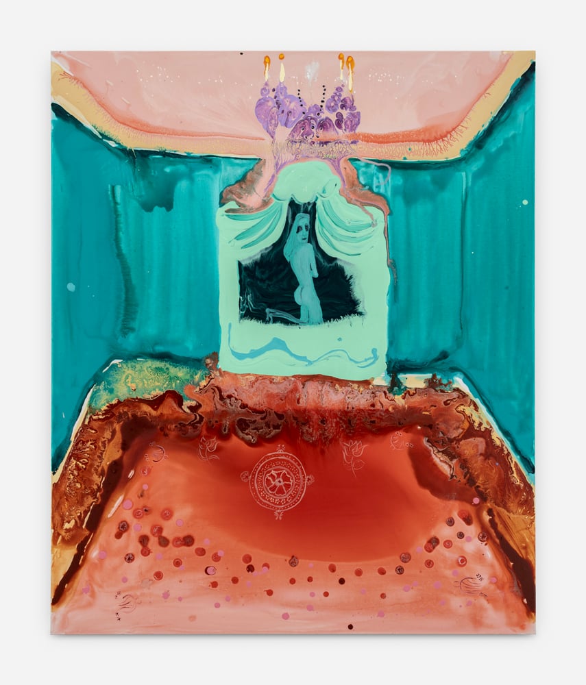 Genieve Figgis
Nude on a bed, 2024
Acrylic on canvas 120 x 100,© Courtesy of the artist and Almine Rech. exposition unearthly pursuits