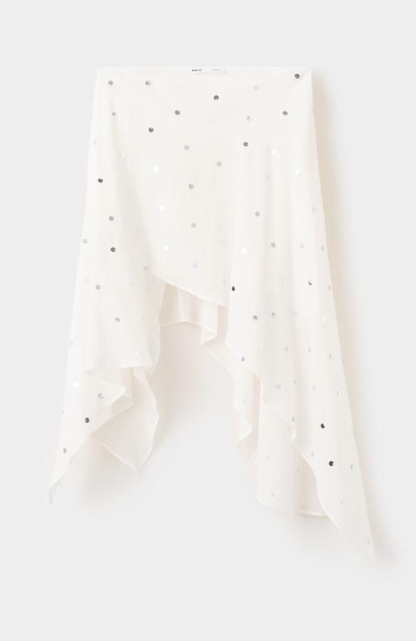 jupe transparente à volants tendance printemps-été 2026 mango