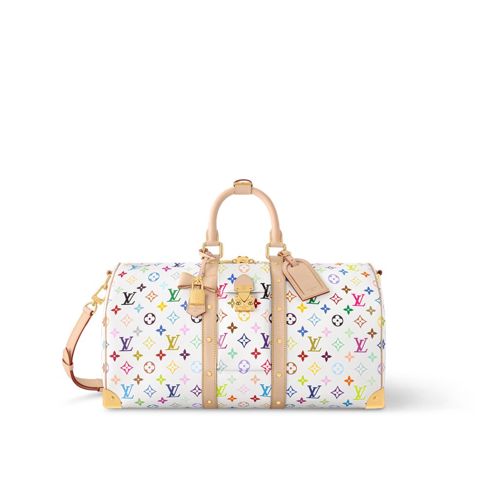 Sac de voyage Keepall en toile Monogram Multicolore à bandoulière. Louis Vuitton x Murakami.