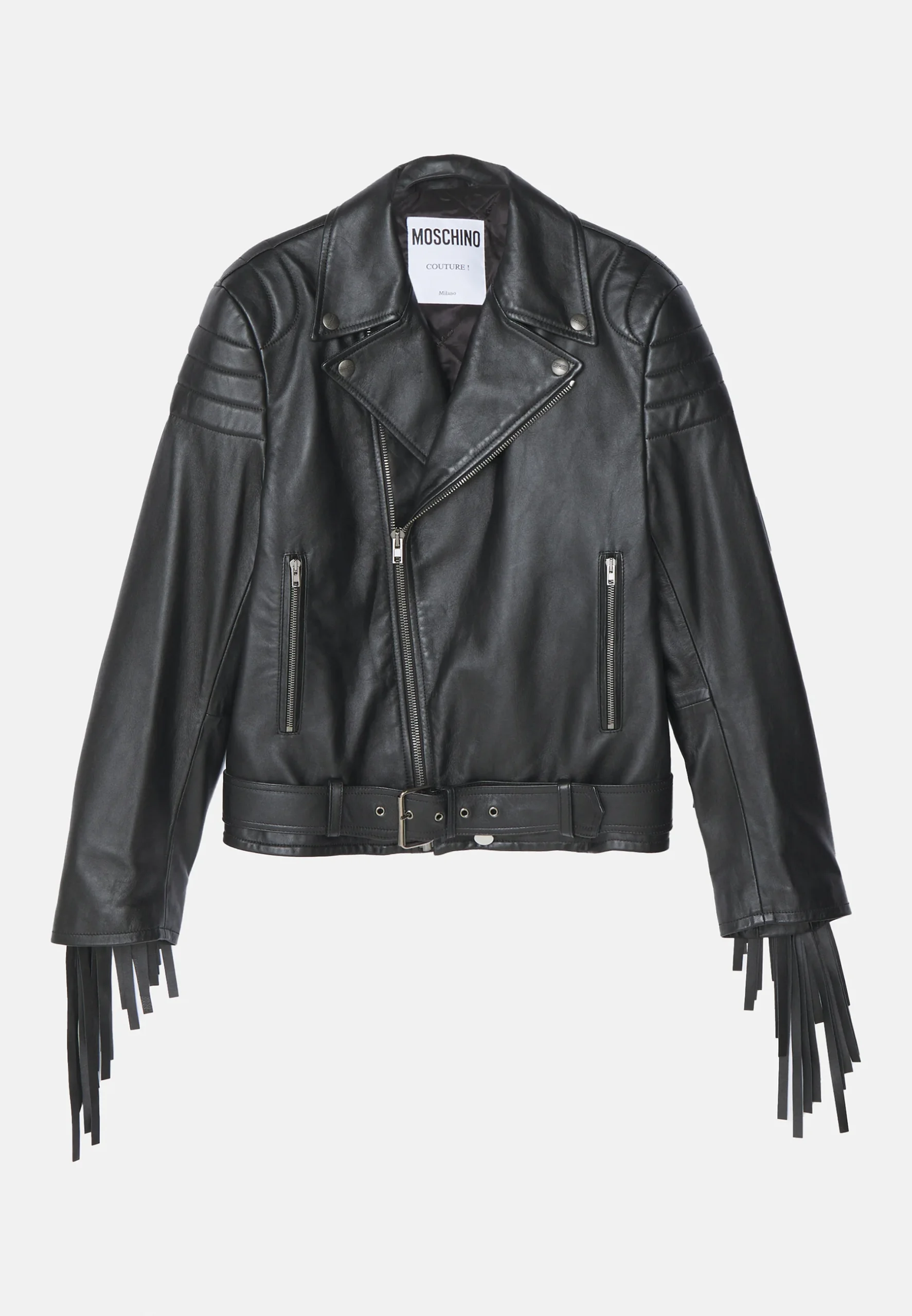 Veste en cuir Nero de Moschino © Zalando.