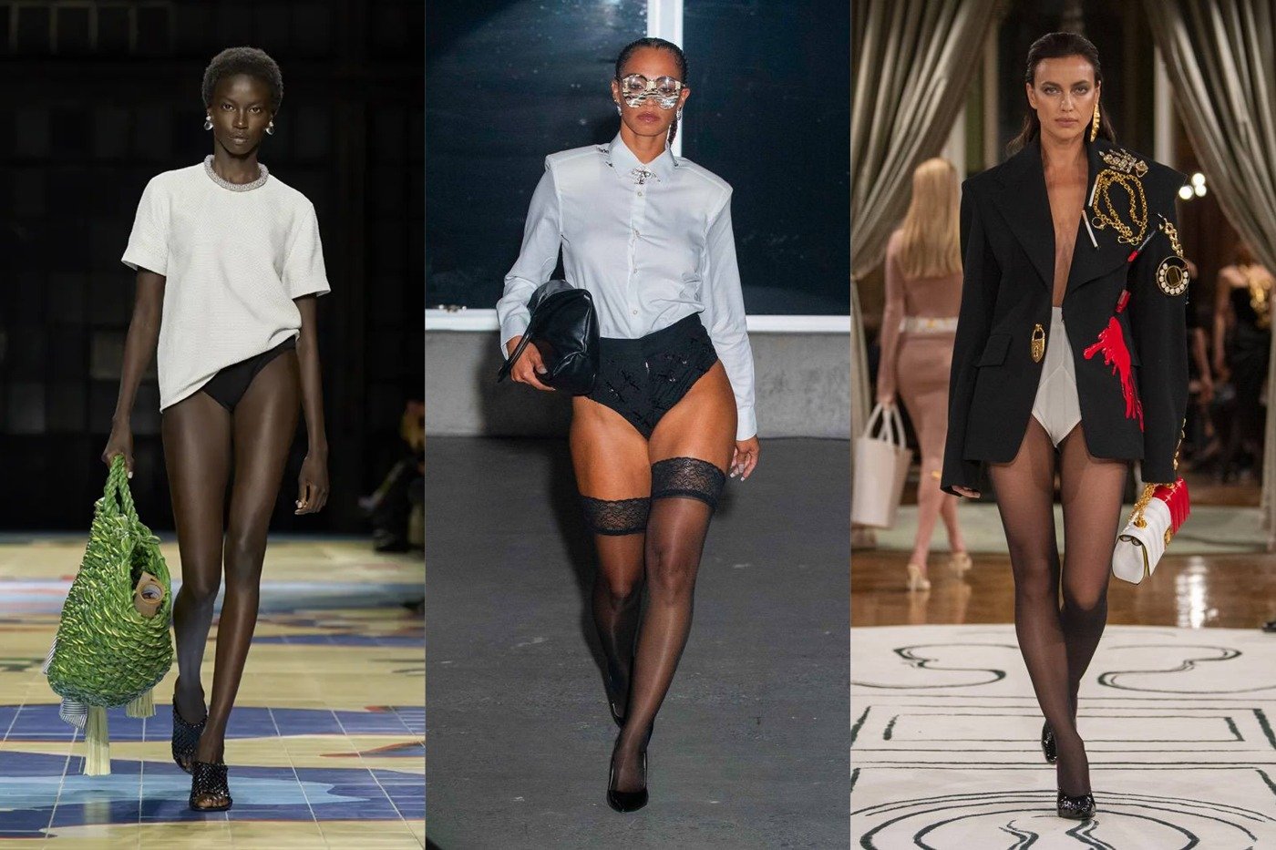 Le no pants vu sur les défilés Ferragamo, Luar et Schiaparelli.