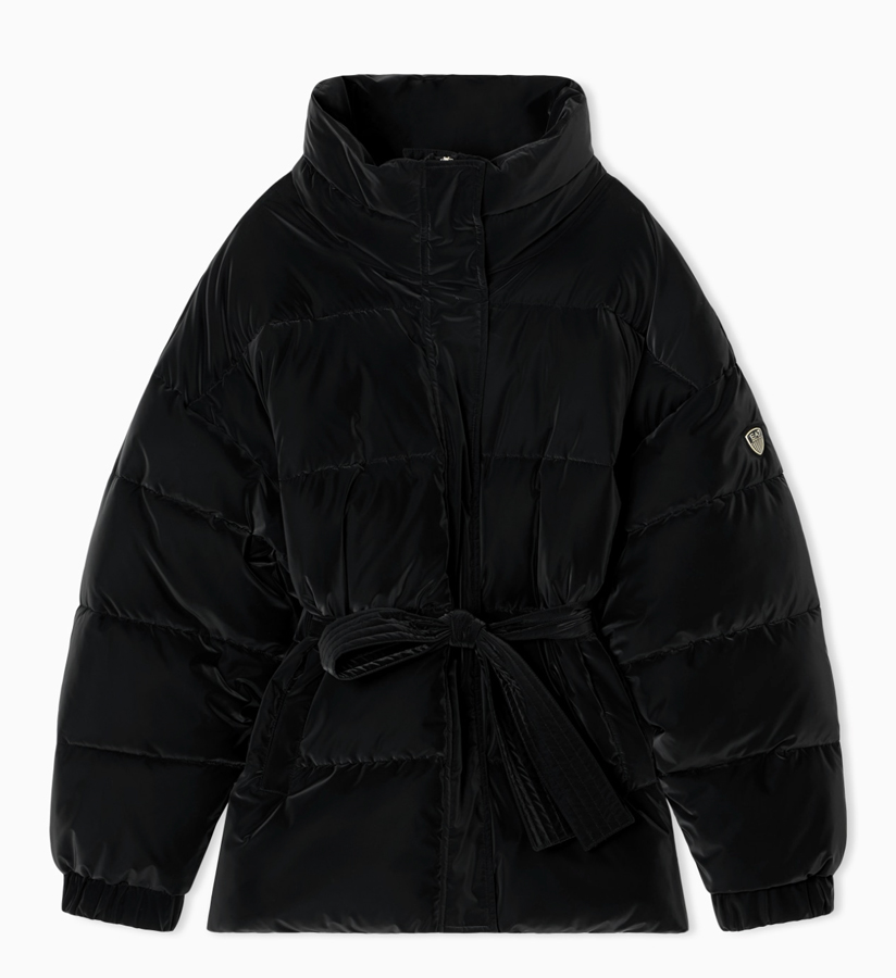 doudoune en nylon noir ceinturée armani 