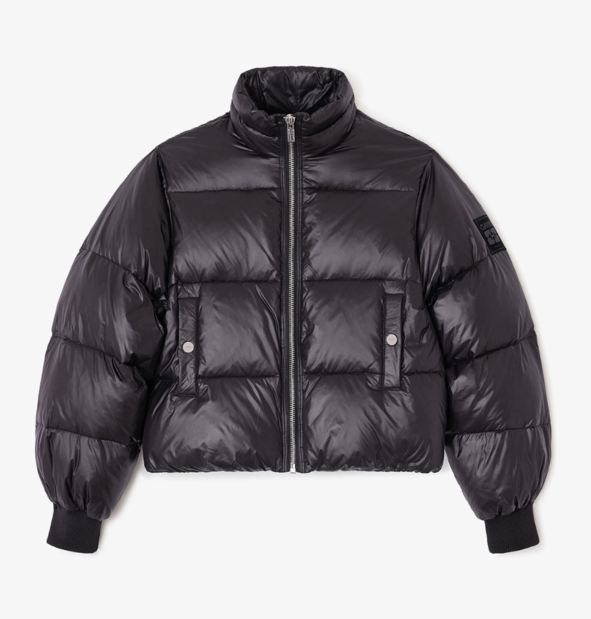 doudoune noire zippée ganni 