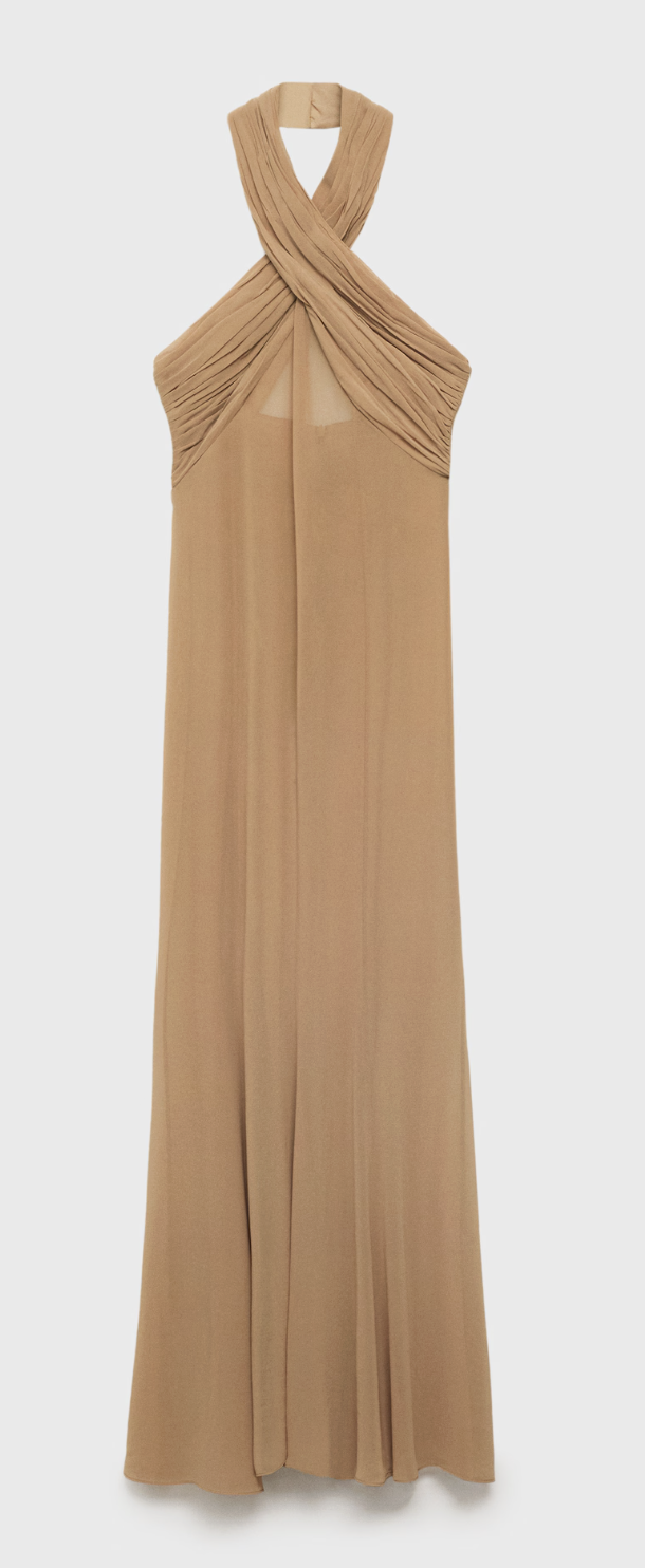 robe longue semi transparente à col croisé mango x supriya lele