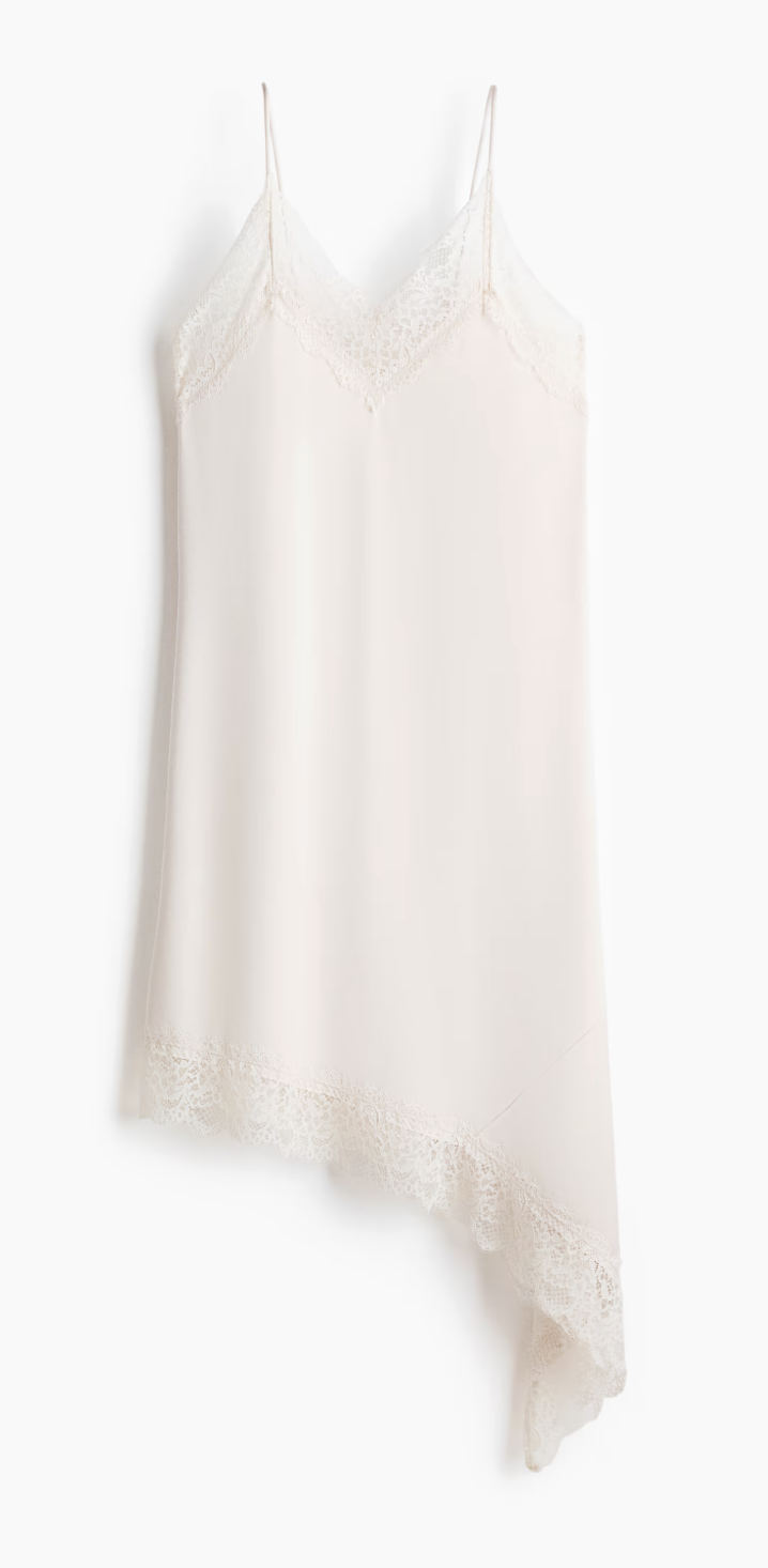 slip dress blanche avec dentelle h&m