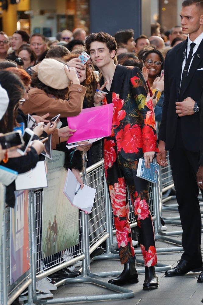 Timothée Chalamet en costume Alexander McQueen à Londres en 2018 © David M. Benett/Dave Benett/WireImage. 