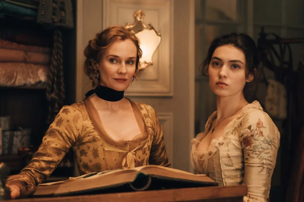 Diane Kruger et Anamaria Vartolomei dans la série Merteuil (2025) © Max.