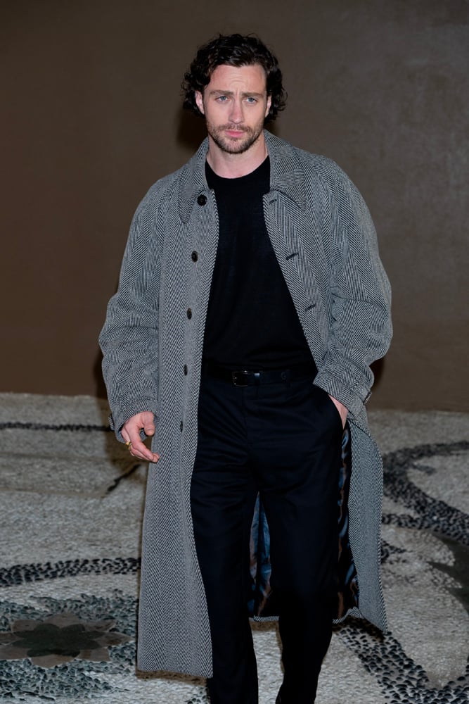 Aaron Taylor-Johnson invité au défilé Giorgio Armani femme automne-hiver 2024-2025 à la Fashion Week de Milan, le 25 février 2024. © Matteo Rossetti/Archivio Matteo Rossetti/Mondadori Portfolio via Getty Images. 28 ans plus tard