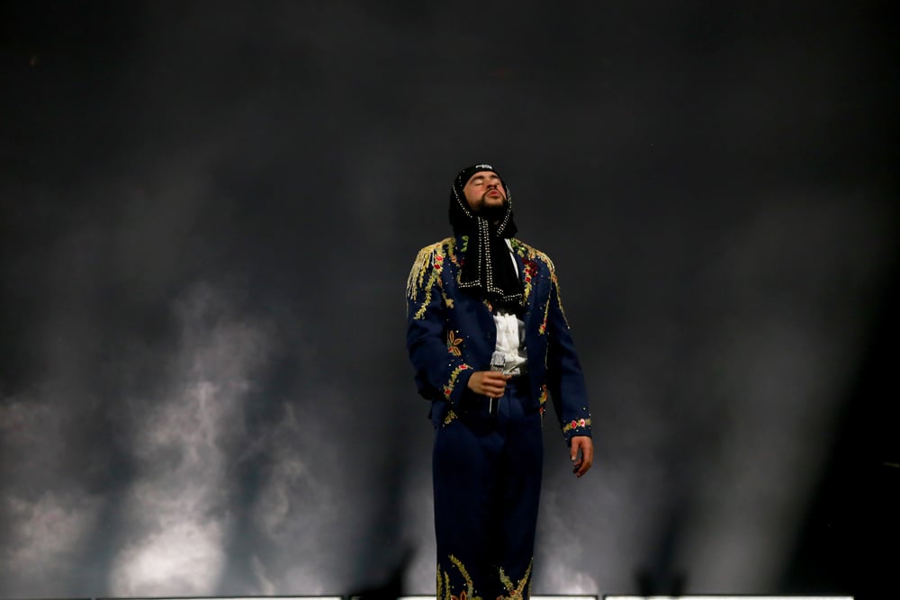 Bad Bunny en concert pour sa tournée Most Wanted Tour à Puerto Rico en juin 2024. © Photo by Gladys Vega/Getty Images.